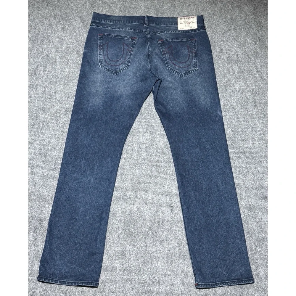 True Religion Ricky Relaxed Straight Jeans Stretch Denim Men 40x33 Medium Wash